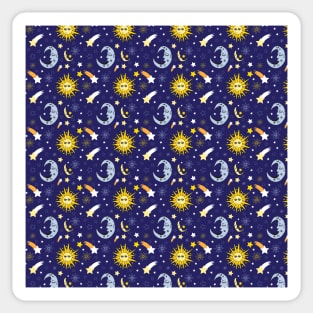 Space Celestial Sun Moon Night Sky Stars Astrological Pattern Sticker